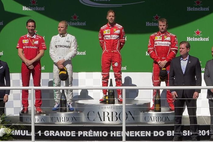 Sebastian Vettel meraih kemenangan ketiga kalinya di sirkuit Interlagos, Brasil