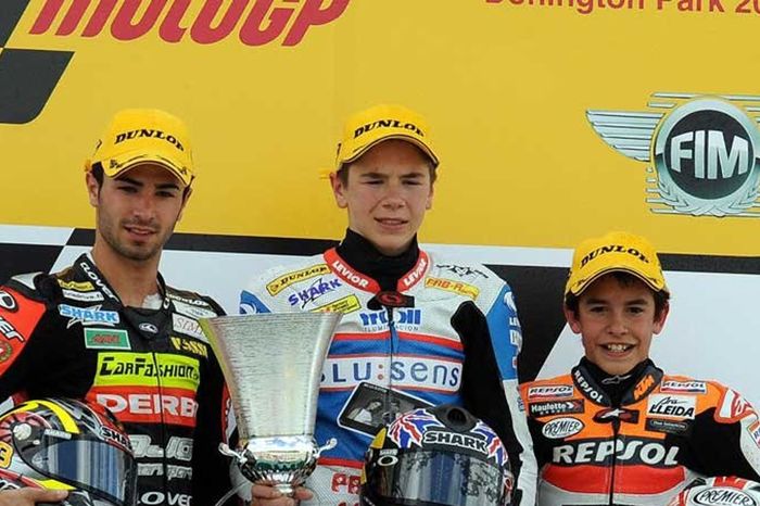 Scott Redding dan Marc Marquez di Donington Park 2008