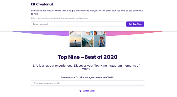 tampilan website Top Nine untuk membuat kolase Best Nine 2020