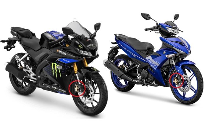Motor Yamaha dengan rem kaliper satu dan dua piston