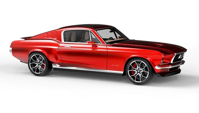 Tampak samping R67, moblis buatan Aviar Motors berbentuk ala Ford Mustang Fastback 1967