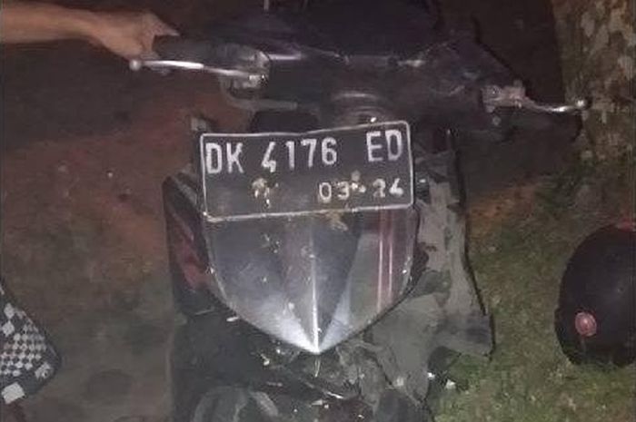 Kondisi Yamaha Mio korban yang mengalami kecelakaan di Denpasar Timur pada Sabtu (10/12/2022).