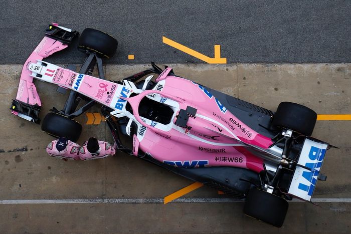 Mobil tim Force India tampak dari atas