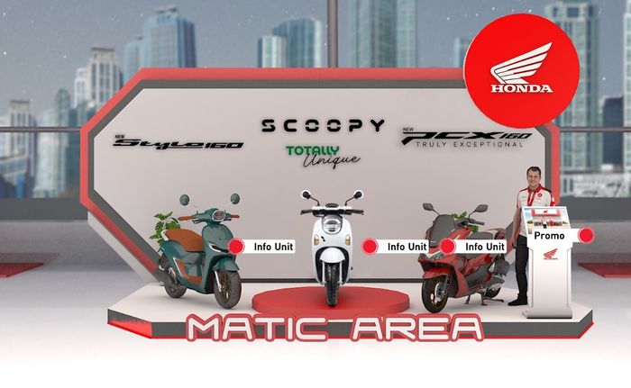 Booth matic, di dalamnya seluruh lini produk matic Honda bisa dicek