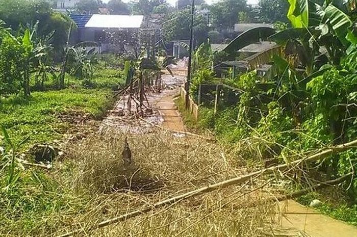 Jalan Kampung Bulak Barat, Cipayung yang menghubungkan Kecamatan Sawangan dan Kecamatan Cipayung di Kota Depok, di blokade atau ditutup warga sejak Rabu (9/5/2018).Penutupan dilakukan dengan menggunakan sejumlah batang bambu hingga merintangi badan jalan. 