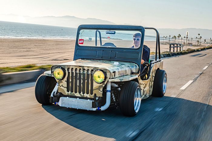 Jeep Willys ceper, ganti mesin pakai Nissan Skyline