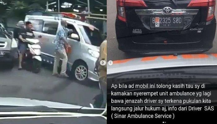 Viral aksi pemukulan pengemudi Toyota Calya ke pengemudi ambulans yang tengah bawa jenazah