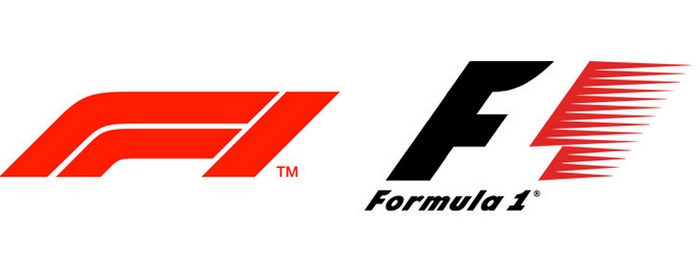 Logo F1 baru (kiri) dan desain lama yang ikonik (kanan)