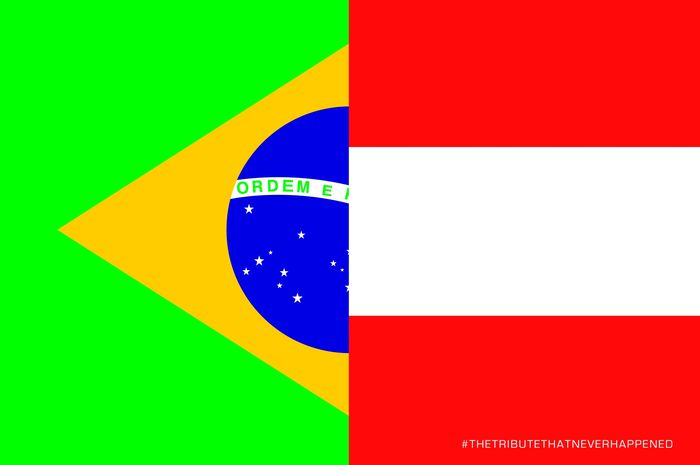 Setengah bendera Brasil dan Austria dibuat GP F1 Spanyol, untuk menghormati 25 tahun meninggalnya Ayrton Senna dan Roland Ratzenberger