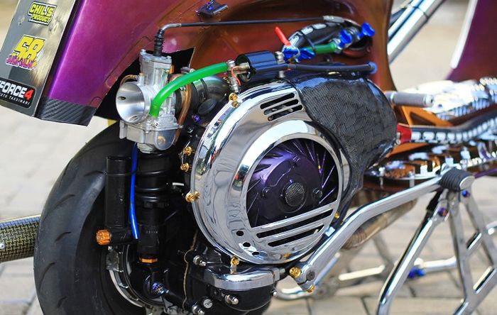 Intake MRP dan membrak V Force 4 bikin karburator 34 mm ngadep belakang dan tinggi perlu coak bodi