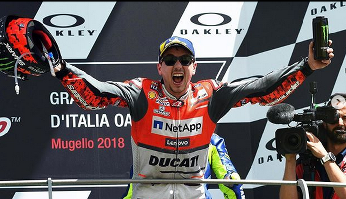 Awal Juni 2020, Jorge Lorenzo mengenang masa indah bersama tim Ducati d akun instagramya ketika menang di Mugello 2018