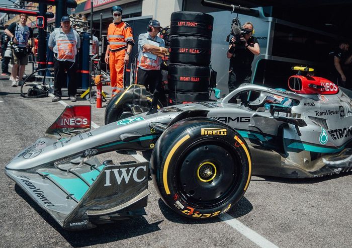 Nyck de Vries ketika ambil bagian pada sesi FP1 F1 Prancis 2022 bersama tim Mercedes di sirkuit Paul Ricard