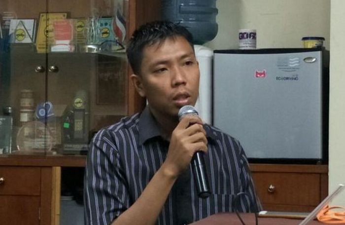 Anggota Koalisi Pejalan Kaki, Alif Supadi (33), menceritakan kisahnya saat dipukul seorang wanita yang merupakan pengemudi ojek online di kawasan Jatiwaringin, Jakarta Timur, Senin (6/8/2018)