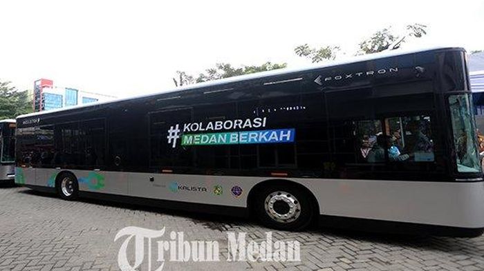 Bus listrik Kota Medan diresmikan pada Kamis (4/1/2024).