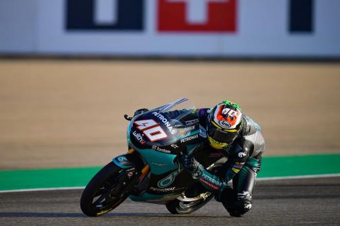 Pembalap tim Petronas Sprinta Racing, Darryn Binder sukses mendominasi sesi Q2 Moto3 Aragon 2021, Sabtu (11/09/2021)