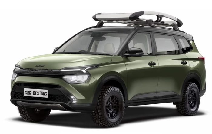 Aura adventure pada Kia Carens ini terpancar dari pemilihan ban, hilangnya ornamen krom dan aksesori off-road 