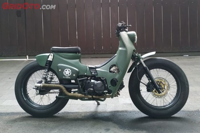 Street Cub Berbasis Honda Kharisma 125D Tampang Maksi Gaya Army GridOto