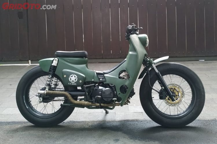 Street Cub Berbasis Honda Kharisma 125D Tampang Maksi Gaya Army GridOto