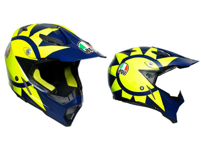 Replika helm motocross Valentino Rossi, AGV AX-8 Soleluna 2019