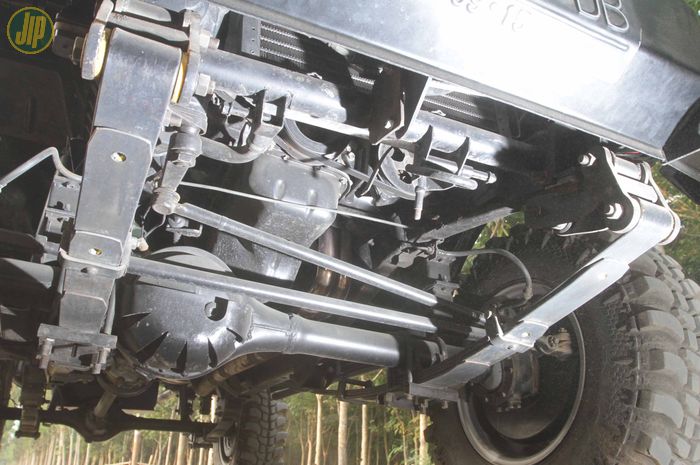 Gardan Suzuki Jimny JB31 di reinforced, suspensi dipasangi double shackle keluaran Low Range Off-Road. 