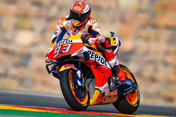 Tampil mendominasi di hari pertama MotoGP Aragon 2019, Marc Marquez merasa puas meski sempat terjatuh di FP2 saat menjajal ban