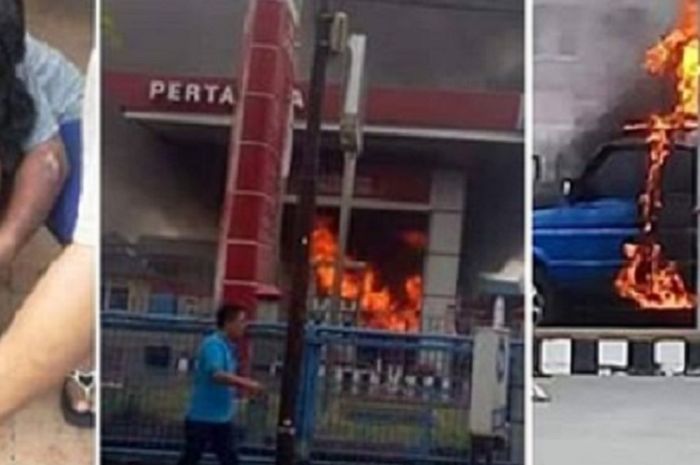 Pom bensin terbakar di Pangkalpinang, seorang lelaki jadi korban.