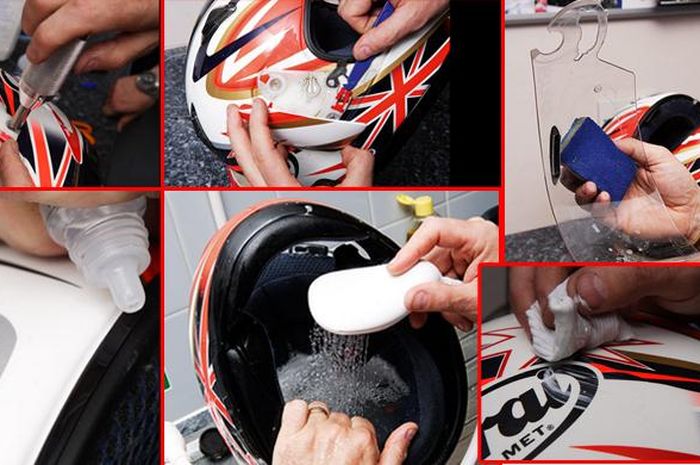 Ilustrasi mencuci helm