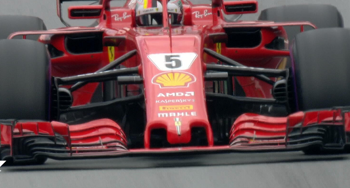 Spoiler depan mobil Sebastian Vettel di F1 2018