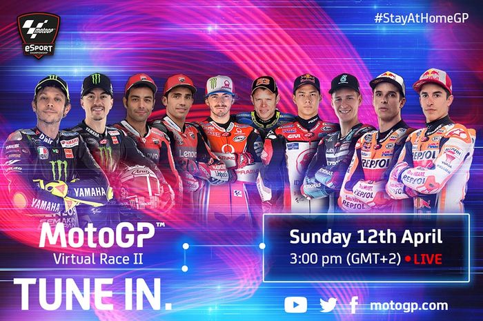 Peserta balapan virtual MotoGP seri kedua. Pada seri ketiga ada pembalap Moto2 dan Moto3