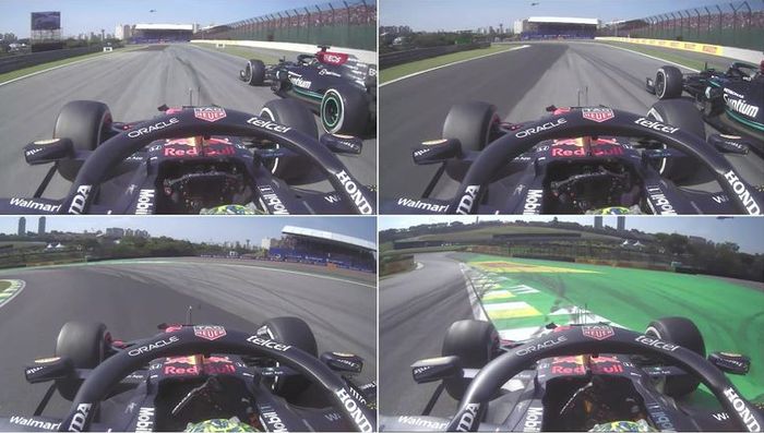 Detik-detik persaingan sengit antara Max Verstappen dan Lewis Hamilton dalam perebutan posisi di lap 48 F1 Brasil 2021