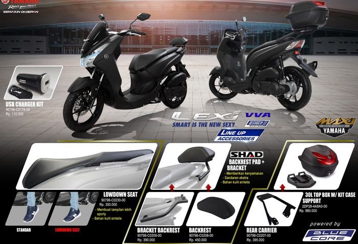 Daftar aksesori resmi Yamaha Lexi
