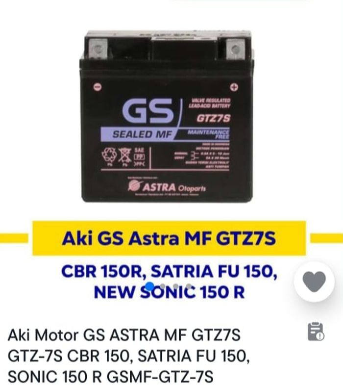 Aki motor GS Astra 