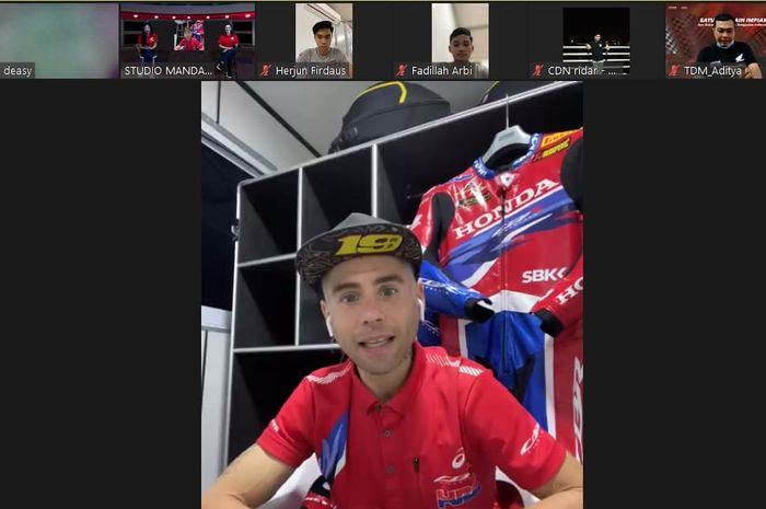 Alvaro Bautista saat melakukan virtual meet and great dengan komunitas Honda di Indonesia