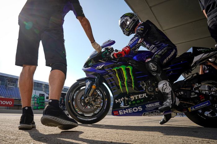 Maverick Vinales merasakan suara aneh pada motor Yamah M1 miliknya pada sesi latihan MotoGP Andalusia 2020