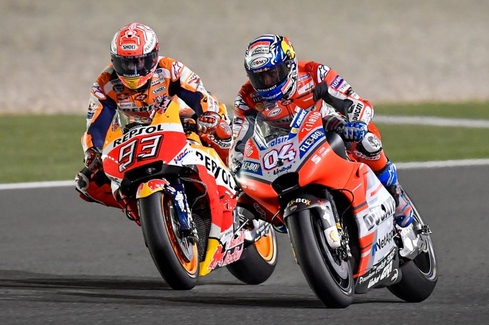 Marc Marquez dan Andrea Dovizioso di MotoGP Qatar 2018