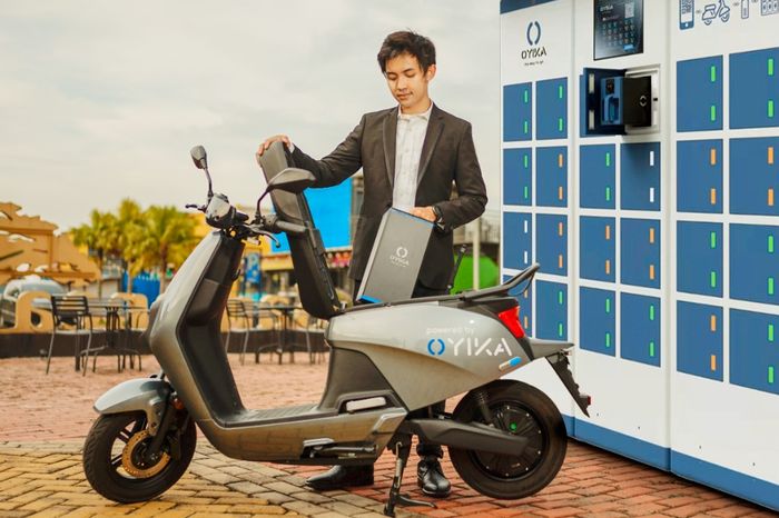 Ilustrasi produk dan sistem swap baterai Oyika