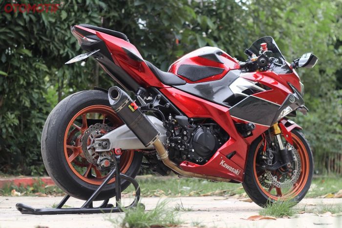 Tampilan belakang gambot akibat penggunaan pelek ZX-10R berbalut ban 180//60-17