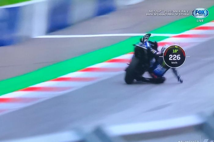 Maverick Vinales menjatuhkan diri dari motor di MotoGP Stiria 2020