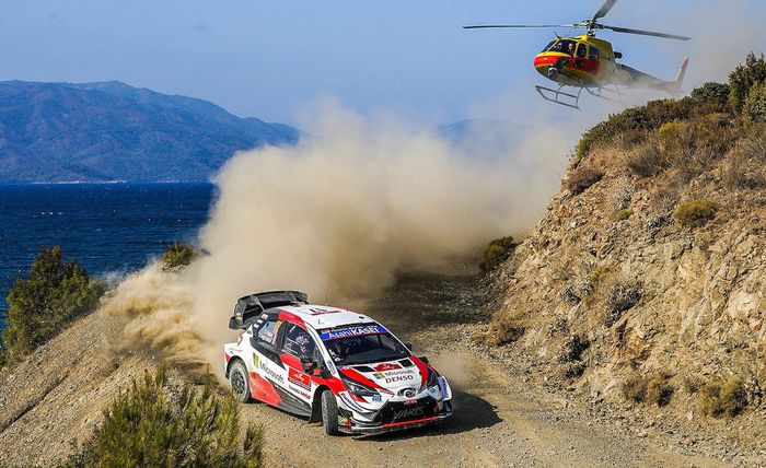 Pereli tim Toyota Gazoo Racing, Sebastien Ogier sempat memimpin di awal hari kedua Reli Tukri 2020