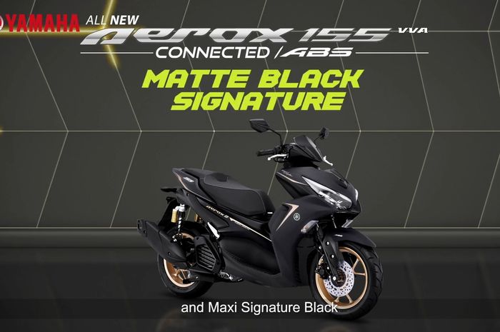 All New Yanaha Aerox 155 Connected ABS warna Matte Black Siganture