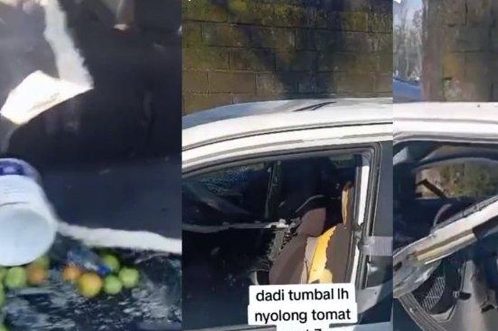 Toyota Calya remuk luar dalam dirusak warga ulah komplotan maling ini 