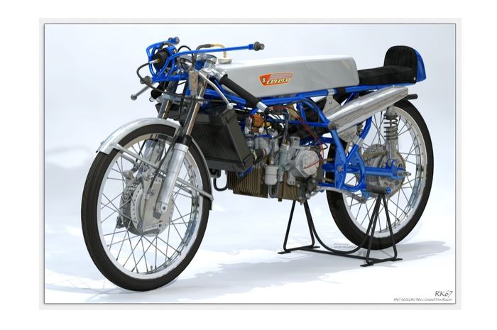Suzuki RK67 punya mesin dua silinder 50 cc dengan 14 percepatan