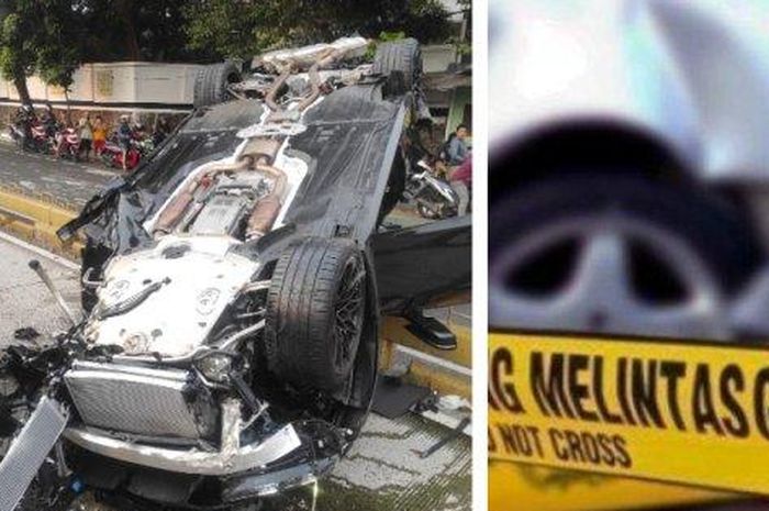 BMW M4 Coupe hajar separator busway di Jakarta sampai jungkir balik