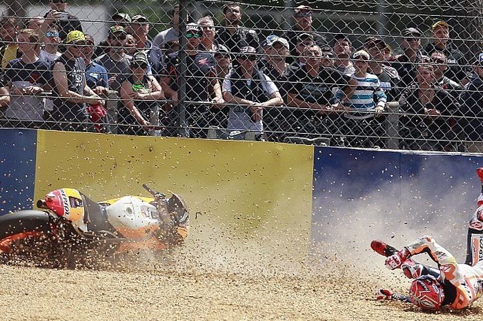 Marc Marquez saat crash di Le Mans, Perancis