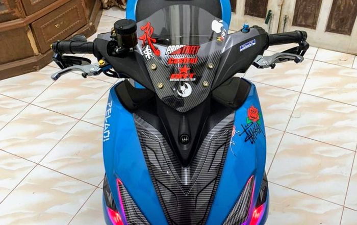Sektor setang Yamaha Aerox pasang master dan handel rem KTC Kytaco plus bodi WTP karbon 
