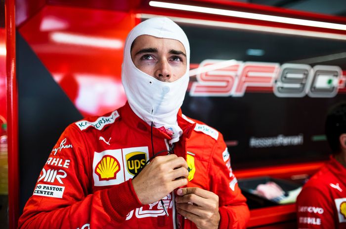 Pembalap tim Ferrari, Charles Leclerc di GP F1 Jerman