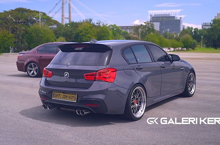 Tampilan belakang modifikasi BMW Seri-1 F20 116i dengan body parts F20 LCi.