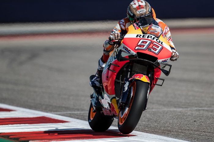 Marc Marquez jadi yang tercepat di sesi ini dengan 2 menit 4,573 detikSementara Valentno Rossi hanya bisa meraih posisi ke-6.