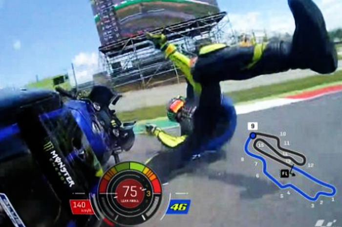 Valentino Rossi crash di MotoGP Italia