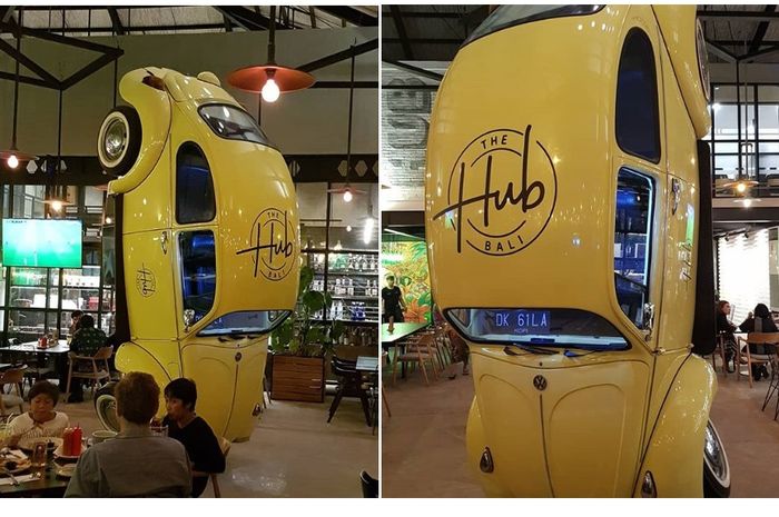 VW Beetle dijadikan mesin grinder di cafe di Bali